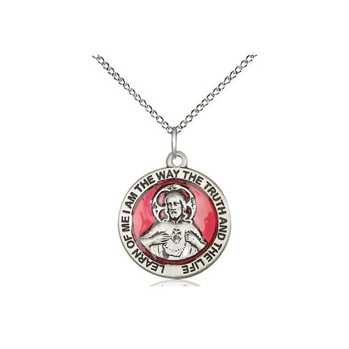 Sterling Silver Scapular Pendant on a 18 inch Sterling Silver Light Curb Chain - JMJs Catholic Store, Inc