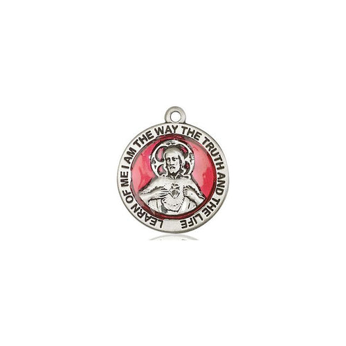 Sterling Silver Scapular Pendant on a 18 inch Sterling Silver Light Curb Chain - JMJs Catholic Store, Inc