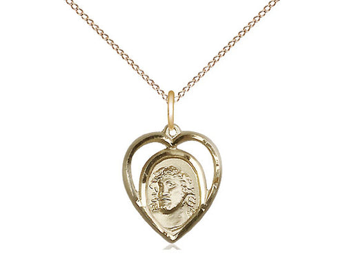 14kt Gold Filled Ecce Homo Medal on a Gold Filled Curb Chain - JMJs Catholic Store, Inc