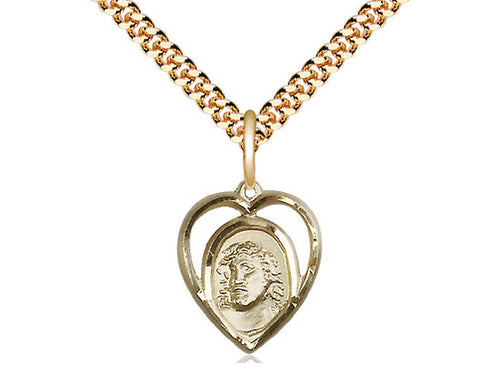 14kt Gold Filled Ecce Homo Medal on a Gold Filled Curb Chain - JMJs Catholic Store, Inc
