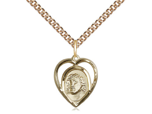 14kt Gold Filled Ecce Homo Medal on a Gold Filled Curb Chain - JMJs Catholic Store, Inc