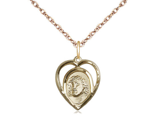 14kt Gold Filled Ecce Homo Medal on a Gold Filled Curb Chain - JMJs Catholic Store, Inc