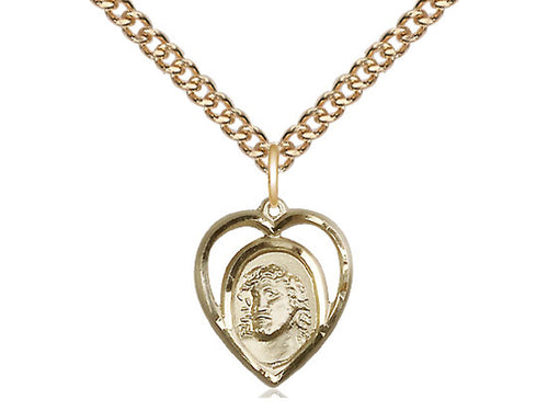 14kt Gold Filled Ecce Homo Medal on a Gold Filled Curb Chain - JMJs Catholic Store, Inc