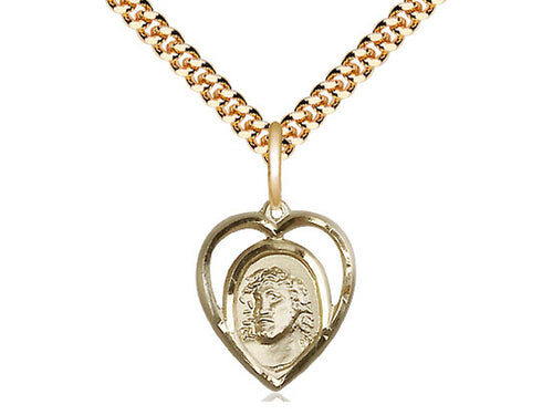 14kt Gold Filled Ecce Homo Medal on a Gold Filled Curb Chain - JMJs Catholic Store, Inc