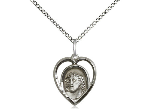 Sterling Silver Ecce Homo Pendant on a Sterling Silver Curb Chain - JMJs Catholic Store, Inc