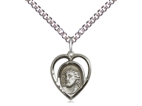 Sterling Silver Ecce Homo Pendant on a Sterling Silver Curb Chain - JMJs Catholic Store, Inc