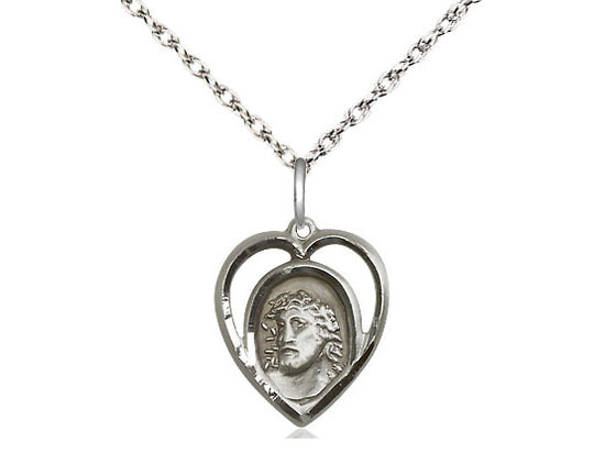 Sterling Silver Ecce Homo Pendant on a Sterling Silver Curb Chain - JMJs Catholic Store, Inc