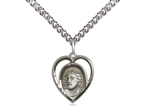 Sterling Silver Ecce Homo Pendant on a Sterling Silver Curb Chain - JMJs Catholic Store, Inc