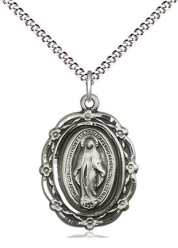 Sterling Silver Miraculous Pendant (7/8") - JMJs Catholic Store, Inc