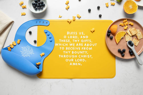 Meal Blessing Silicone Placemat: Cornflower Blue - JMJs Catholic Store, Inc