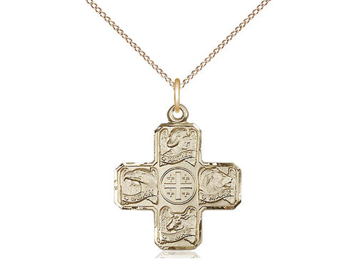 14kt Gold Filled Evangelist Pendant on an 18-Inch Gold Filled Light Curb Chain - JMJs Catholic Store, Inc