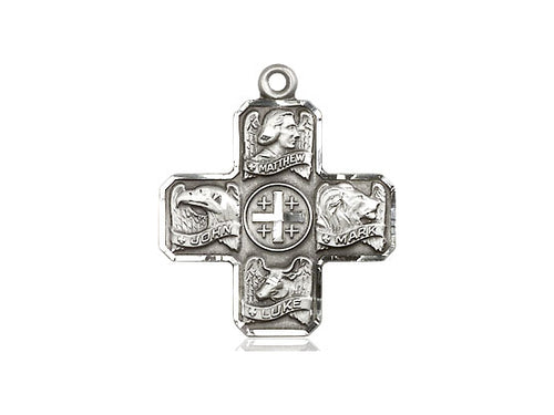 Sterling Silver Evangelist Pendant on an 18-Inch Sterling Silver Light Curb Chain - JMJs Catholic Store, Inc