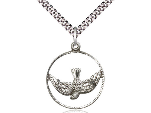 Sterling Silver Holy Spirit Pendant on Sterling Silver Chain - JMJs Catholic Store, Inc