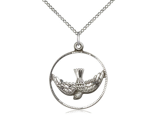 Sterling Silver Holy Spirit Pendant on Sterling Silver Chain - JMJs Catholic Store, Inc