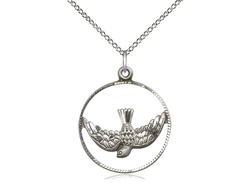 Sterling Silver Holy Spirit Pendant on Sterling Silver Chain - JMJs Catholic Store, Inc