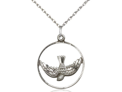 Sterling Silver Holy Spirit Pendant on Sterling Silver Chain - JMJs Catholic Store, Inc