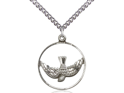 Sterling Silver Holy Spirit Pendant on Sterling Silver Chain - JMJs Catholic Store, Inc