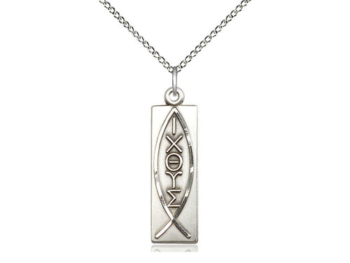 Sterling Silver Fish Pendant on a Sterling Silver Curb Chain - JMJs Catholic Store, Inc