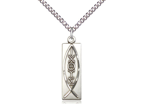 Sterling Silver Fish Pendant on a Sterling Silver Curb Chain - JMJs Catholic Store, Inc