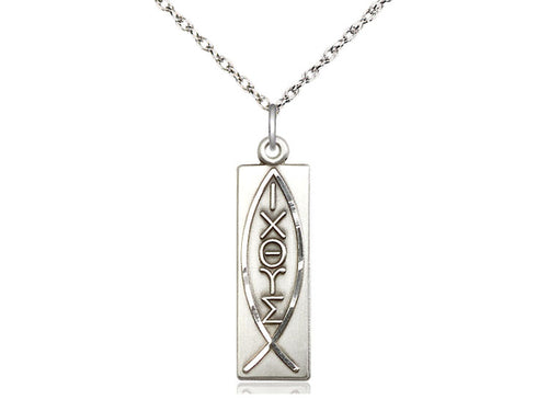 Sterling Silver Fish Pendant on a Sterling Silver Curb Chain - JMJs Catholic Store, Inc