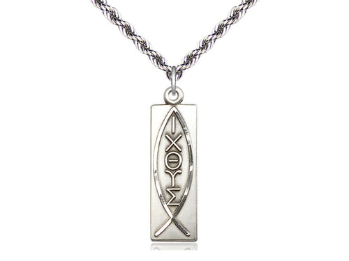 Sterling Silver Fish Pendant on a Sterling Silver Curb Chain - JMJs Catholic Store, Inc