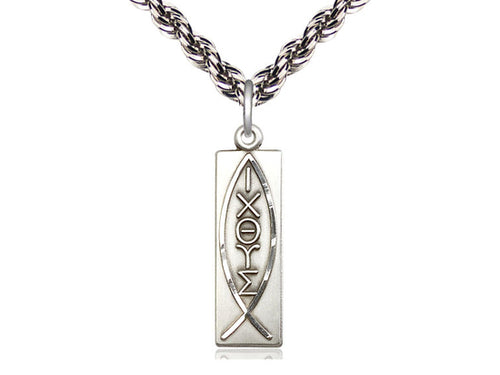 Sterling Silver Fish Pendant on a Sterling Silver Curb Chain - JMJs Catholic Store, Inc