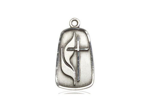 Sterling Silver Methodist Pendant on an 18-Inch Sterling Silver Light Curb Chain - JMJs Catholic Store, Inc