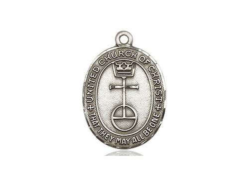 Sterling Silver United Church of Christ Pendant on an 18-Inch Sterling Silver Light Curb Chain - JMJs Catholic Store, Inc