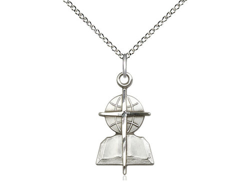 Sterling Silver Southern Baptist Pendant on an 18-Inch Sterling Silver Light Curb Chain - JMJs Catholic Store, Inc