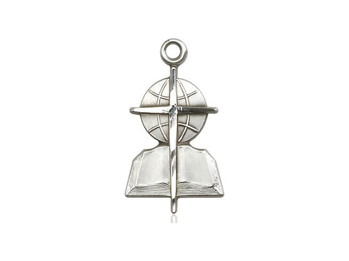 Sterling Silver Southern Baptist Pendant on an 18-Inch Sterling Silver Light Curb Chain - JMJs Catholic Store, Inc