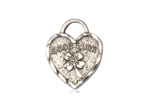 Sterling Silver Good Luck Shamrock Heart Medal on a Sterling Silver Chain - JMJs Catholic Store, Inc