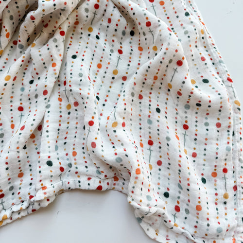 Rosary Dots- Catholic Baby Muslin Blanket Swaddle - JMJs Catholic Store, Inc