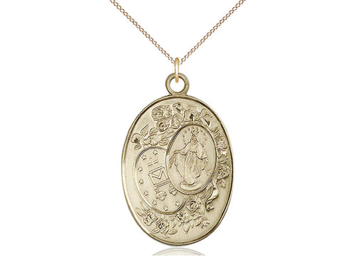 14kt Gold Filled Miraculous Pendant on a Gold Filled Chain - JMJs Catholic Store, Inc