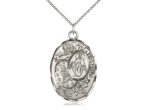 Sterling Silver Miraculous Pendant on a Sterling Silver Chain - JMJs Catholic Store, Inc