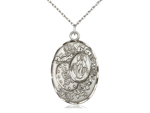 Sterling Silver Miraculous Pendant on a Sterling Silver Chain - JMJs Catholic Store, Inc