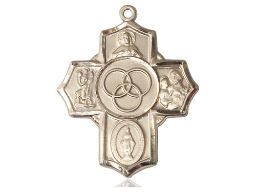 14kt Gold Filled Blended Family 5-Way Pendant on a Gold Filled Chain - JMJs Catholic Store, Inc