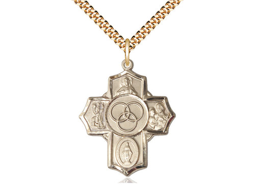 14kt Gold Filled Blended Family 5-Way Pendant on a Gold Filled Chain - JMJs Catholic Store, Inc