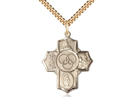 14kt Gold Filled Blended Family 5-Way Pendant on a Gold Filled Chain - JMJs Catholic Store, Inc