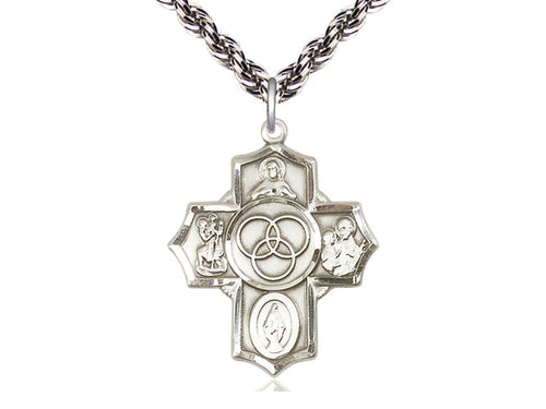 Sterling Silver Blended Family 5-Way Pendant on a Sterling Silver Chain - JMJs Catholic Store, Inc