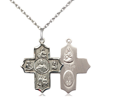 Sterling Silver Sacred Heart 5-Way Pendant on a Sterling Silver Chain - JMJs Catholic Store, Inc