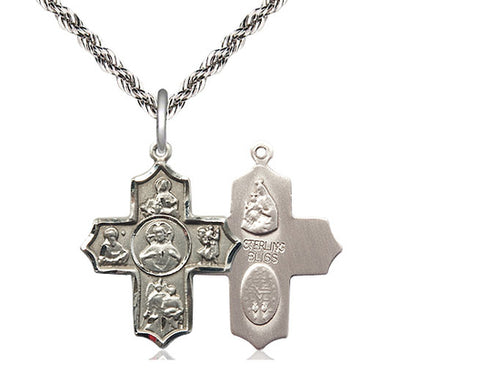 Sterling Silver Sacred Heart 5-Way Pendant on a Sterling Silver Chain - JMJs Catholic Store, Inc