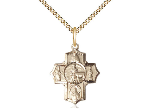 14kt Gold Filled 5-Way Special Needs Pendant on a Gold Plate Chain - JMJs Catholic Store, Inc