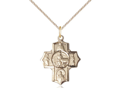 14kt Gold Filled 5-Way Special Needs Pendant on a Gold Plate Chain - JMJs Catholic Store, Inc