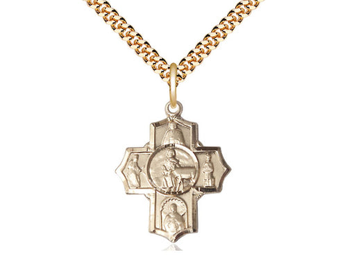 14kt Gold Filled 5-Way Special Needs Pendant on a Gold Plate Chain - JMJs Catholic Store, Inc