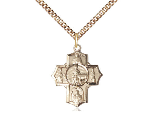 14kt Gold Filled 5-Way Special Needs Pendant on a Gold Plate Chain - JMJs Catholic Store, Inc