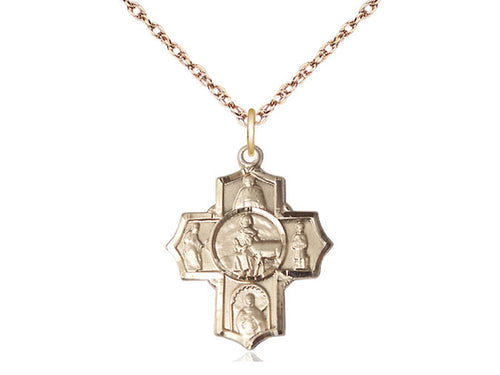 14kt Gold Filled 5-Way Special Needs Pendant on a Gold Plate Chain - JMJs Catholic Store, Inc