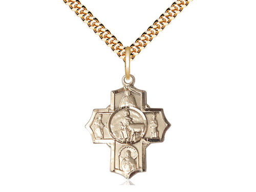 14kt Gold Filled 5-Way Special Needs Pendant on a Gold Plate Chain - JMJs Catholic Store, Inc