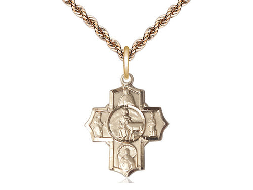 14kt Gold Filled 5-Way Special Needs Pendant on a Gold Plate Chain - JMJs Catholic Store, Inc