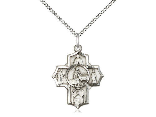 Sterling Silver 5-Way / Special Needs Medal on a Sterling Silver Chain - JMJs Catholic Store, Inc
