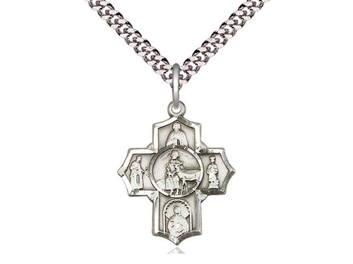 Sterling Silver 5-Way / Special Needs Medal on a Sterling Silver Chain - JMJs Catholic Store, Inc